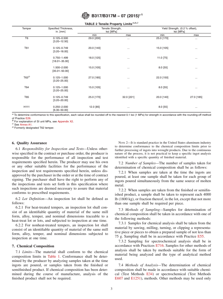 ASTM B317/B317M-07(2015)e1 - Standard Specification for  Aluminum-Alloy Extruded Bar, Rod, Tube, Pipe, Structural Profiles,  and Profiles for Electrical Purposes (Bus Conductor)