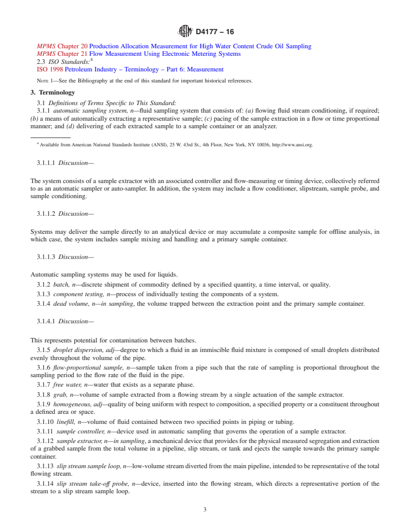 REDLINE ASTM D4177-16 - Standard Practice for Automatic Sampling of Petroleum and Petroleum Products