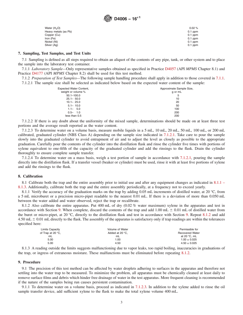 REDLINE ASTM D4006-16e1 - Standard Test Method for Water in Crude Oil by Distillation