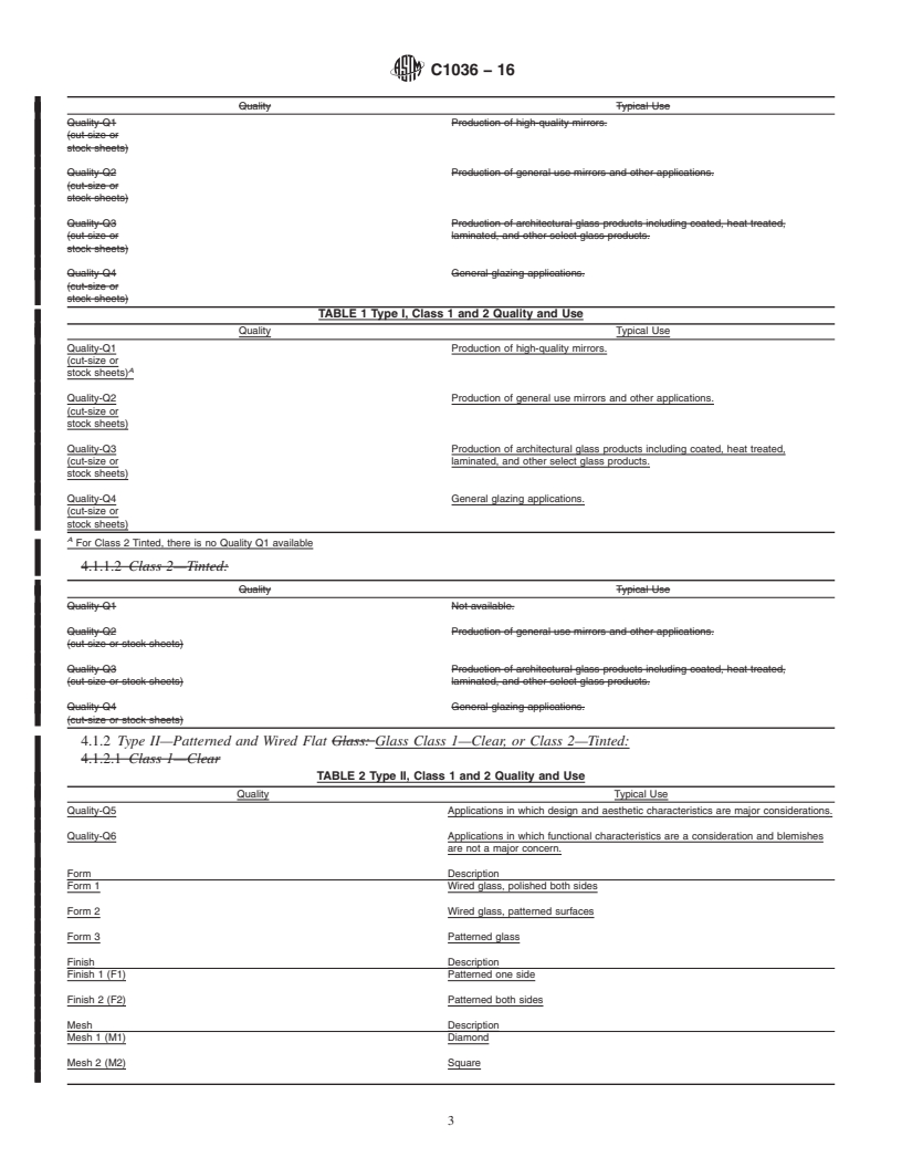 REDLINE ASTM C1036-16 - Standard Specification for  Flat Glass