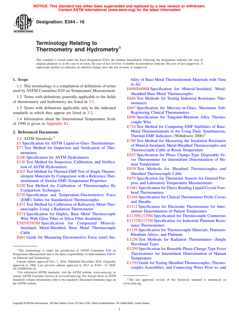 ASTM E344-16 - Terminology Relating to  Thermometry and Hydrometry