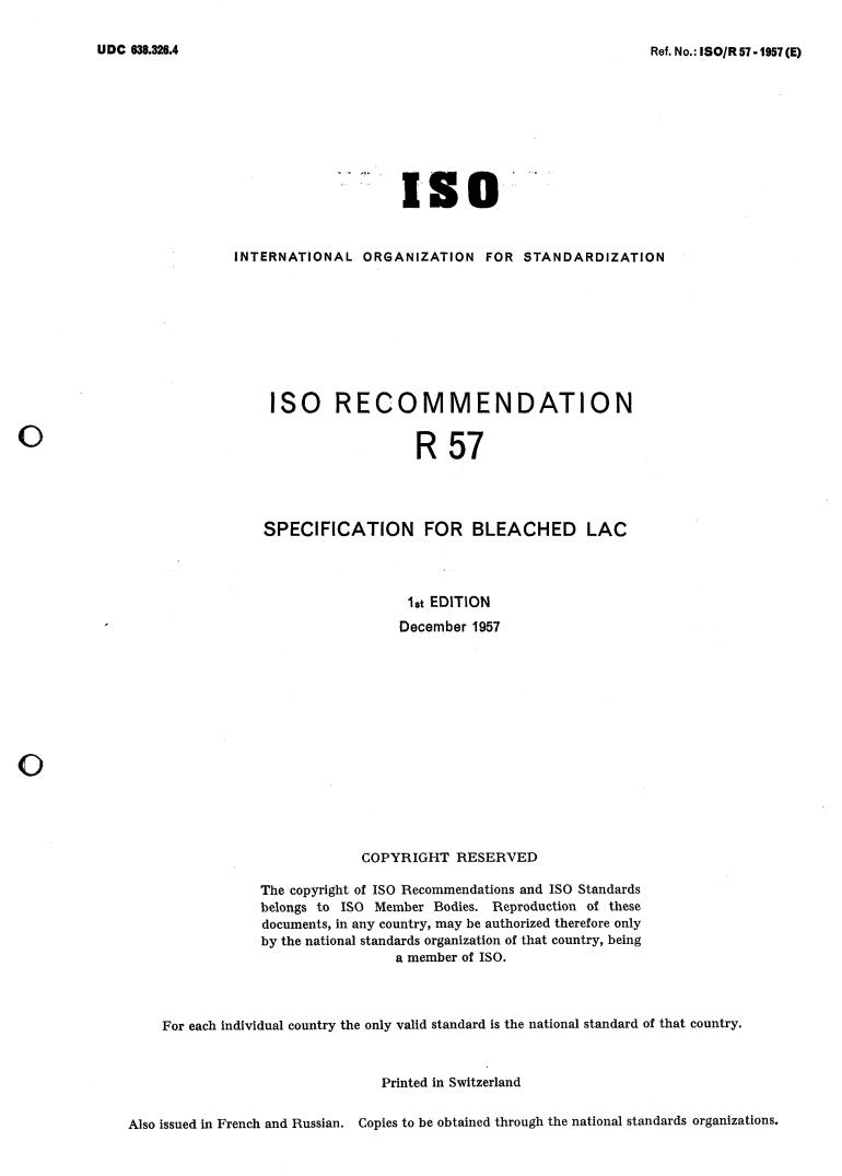 ISO/R 57:1957 - Title missing - Legacy paper document
Released:1/1/1957