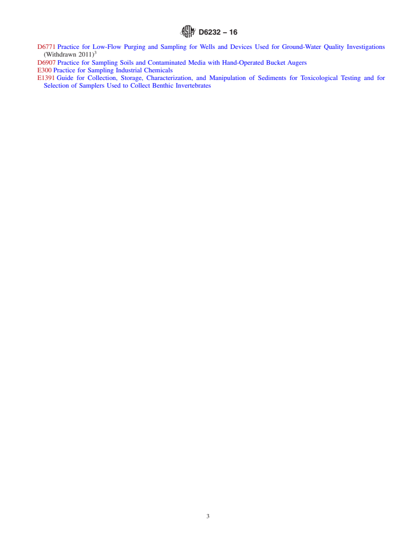 REDLINE ASTM D6232-16 - Standard Guide for  Selection of Sampling Equipment for Waste and Contaminated  Media Data Collection Activities