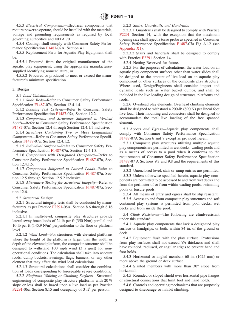 ASTM F2461-16 - Standard Practice for  Manufacture, Construction, Operation, and Maintenance of Aquatic  Play Equipment