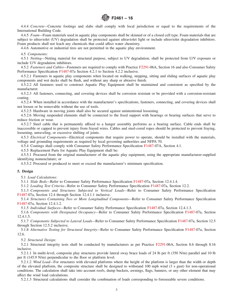 REDLINE ASTM F2461-16 - Standard Practice for  Manufacture, Construction, Operation, and Maintenance of Aquatic  Play Equipment