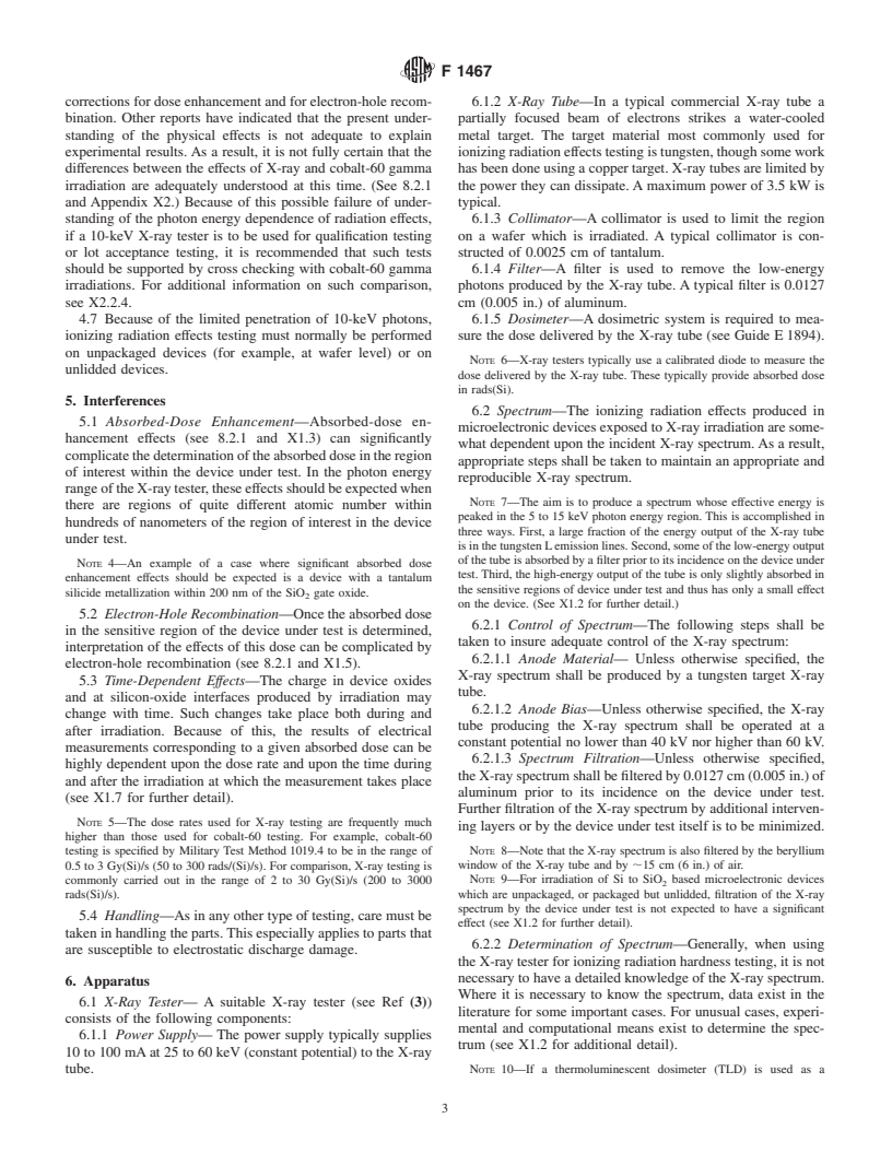 ASTM F1467-99 - Standard Guide for Use of an X-Ray Tester ([approximate]10 keV Photons) in Ionizing Radiation Effects Testing of Semiconductor Devices and Microcircuits