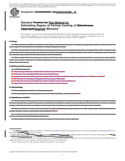 ASTM D2489/D2489M-16 REDLINE ASTM D2489/D2489M-16 - Standard Test Method for Estimating Degree of Particle Coating of Asphalt Mixtures - Page 1 preview