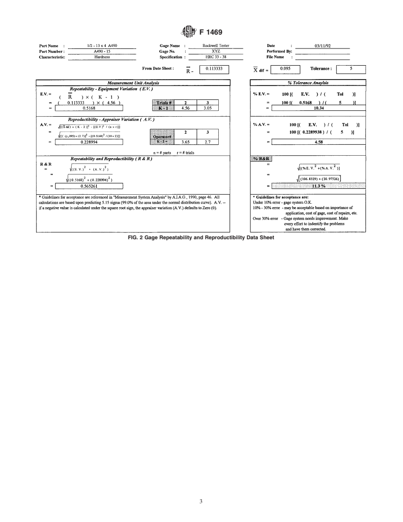 ASTM F1469-99 - Standard Guide for Conducting a Repeatability and Reproducibility Study on Test Equipment for Nondestructive Testing