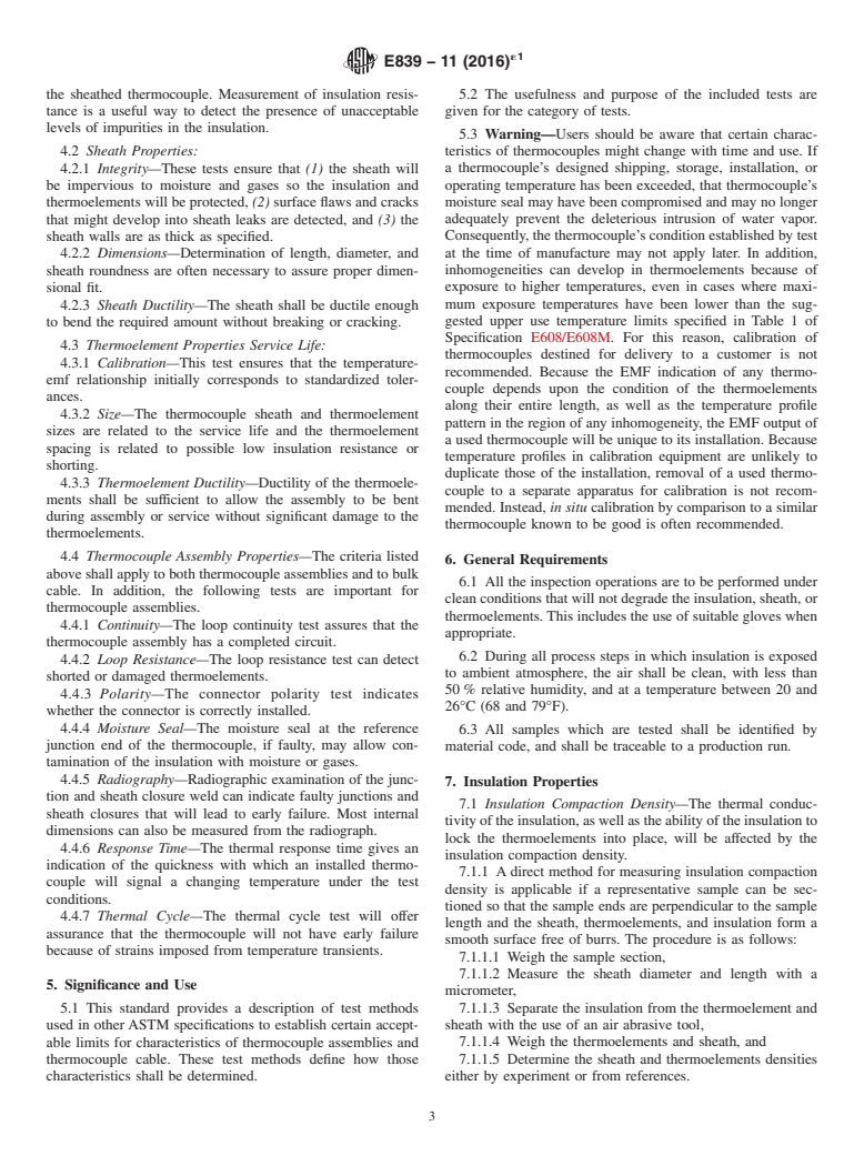 ASTM E839-11(2016)e1 - Standard Test Methods for  Sheathed Thermocouples and Sheathed Thermocouple Cable