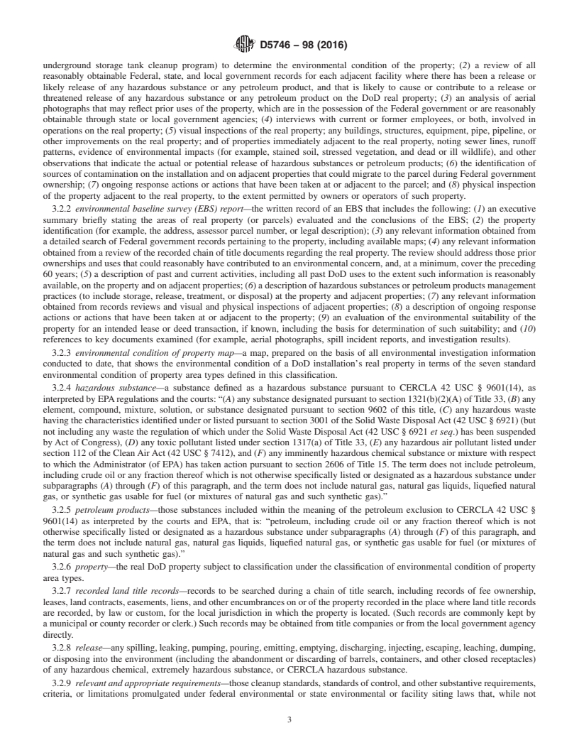 REDLINE ASTM D5746-98(2016) - Standard Classification of  Environmental Condition of Property Area Types for Defense  Base Closure and Realignment Facilities