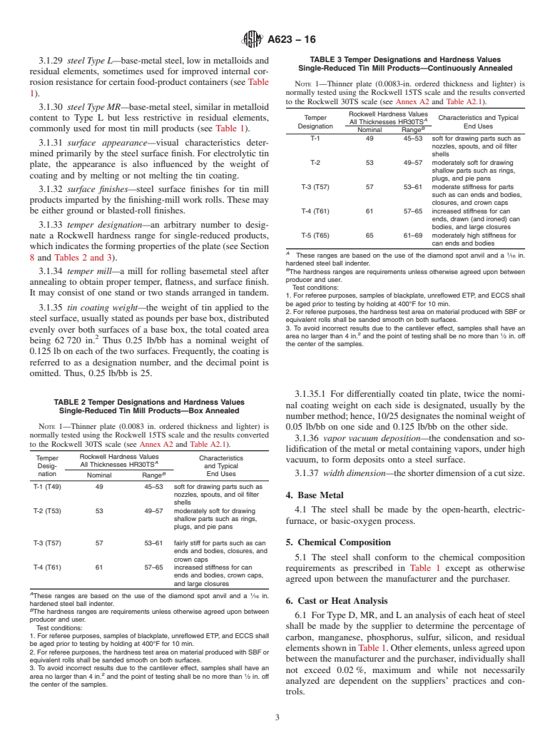 ASTM A623-16 - Standard Specification for  Tin Mill Products, General Requirements