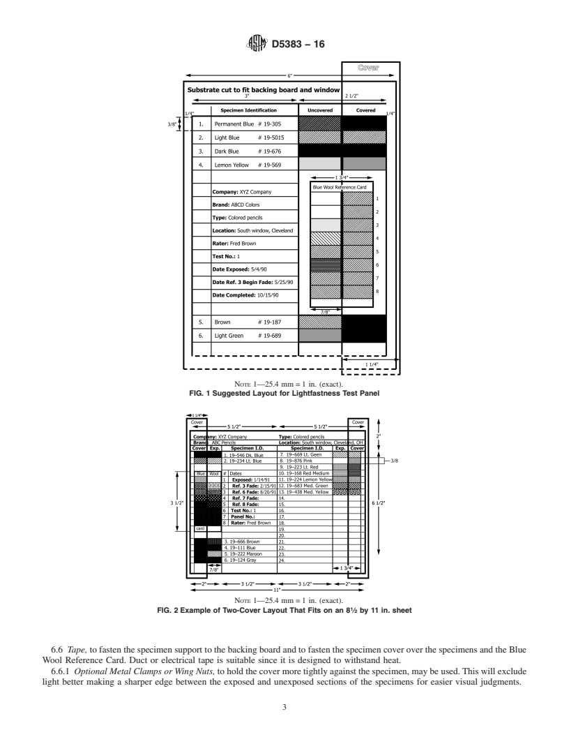 REDLINE ASTM D5383-16 - Standard Practice for Visual Determination of the Lightfastness of Art Materials   by Artists and Art Technologists