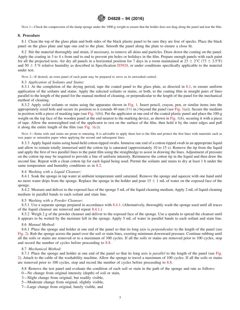 REDLINE ASTM D4828-94(2016) - Standard Test Methods for Practical Washability of Organic Coatings