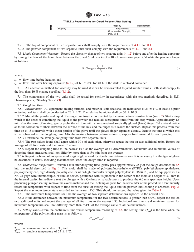 REDLINE ASTM F451-16 - Standard Specification for Acrylic Bone Cement