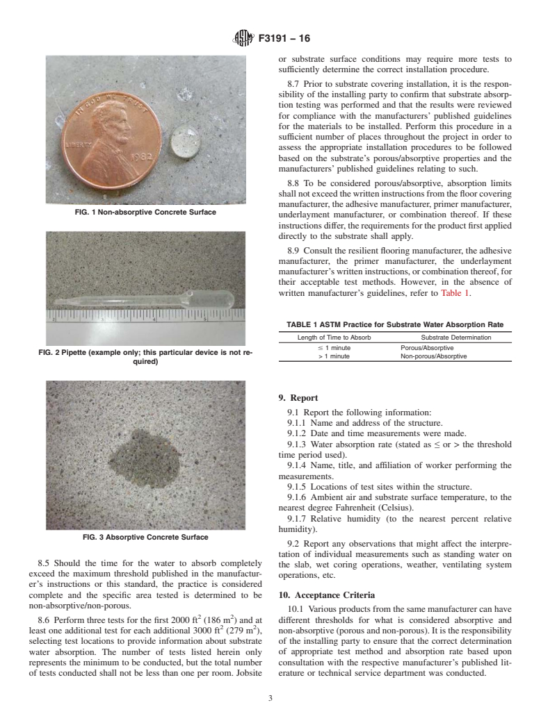 ASTM F3191-16 - Standard Practice for Field Determination of Substrate Water Absorption (Porosity)  for Substrates to Receive Resilient Flooring