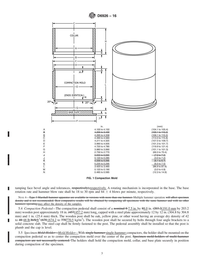 REDLINE ASTM D6926-16 - Standard Practice for  Preparation of Asphalt Mixture Specimens Using Marshall Apparatus