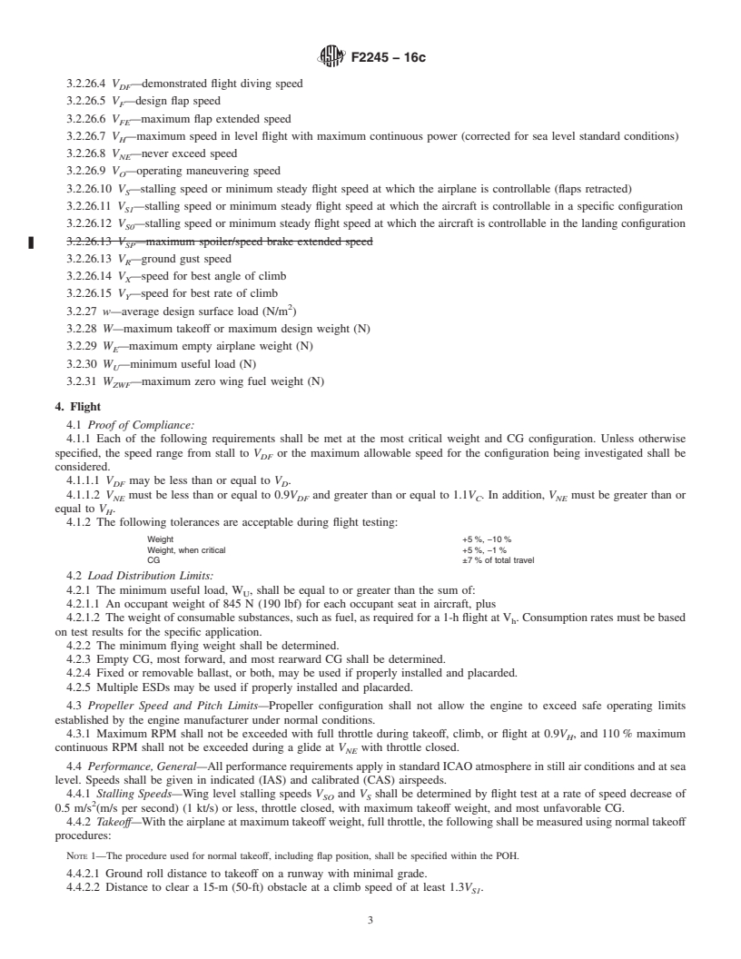 REDLINE ASTM F2245-16c - Standard Specification for Design and Performance of a Light Sport Airplane