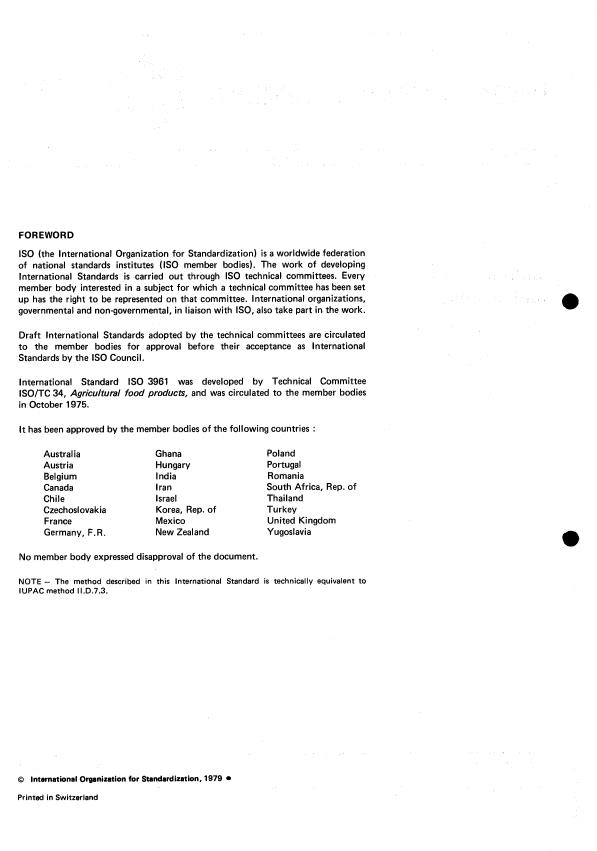 ISO 3961:1979 ISO 3961:1979 - Animal and vegetable oils and fats -- Determination of iodine value - Page 2 preview