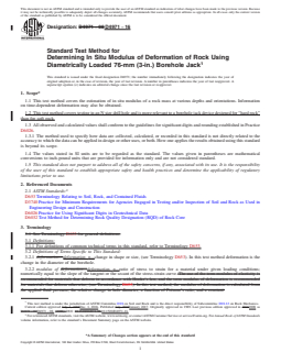 ASTM D4971-16 REDLINE ASTM D4971-16 - Standard Test Method for Determining In Situ Modulus of Deformation of Rock Using Diametrically Loaded 76-mm (3-in.) Borehole Jack - Page 1 preview