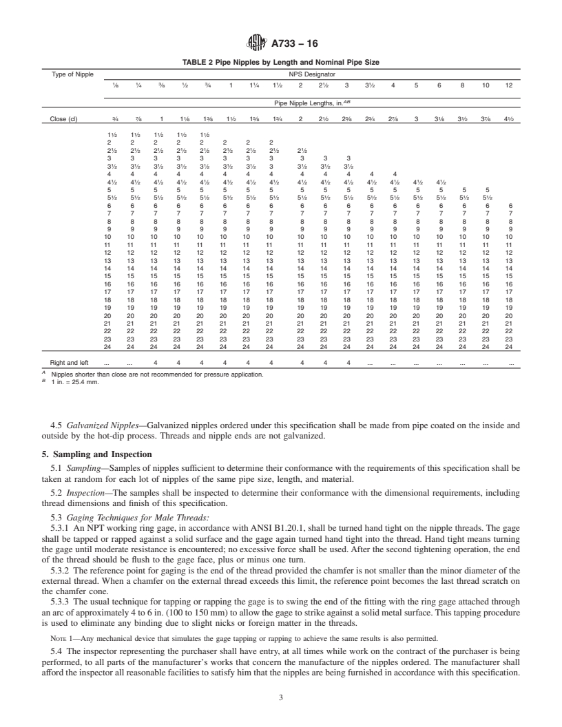 REDLINE ASTM A733-16 - Standard Specification for  Welded and Seamless Carbon Steel and Austenitic Stainless Steel  Pipe Nipples