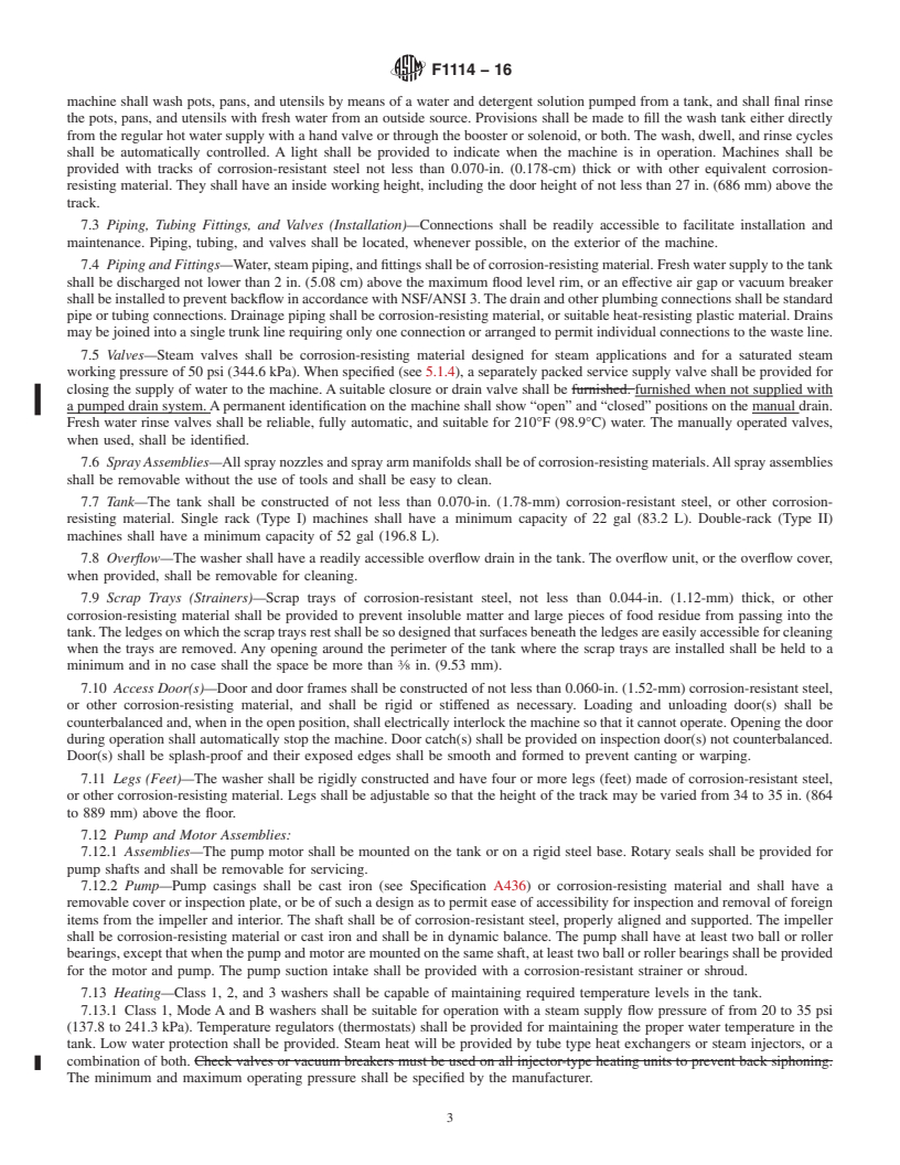 REDLINE ASTM F1114-16 - Standard Specification for Heat Sanitizing Commercial Pot, Pan, and Utensil Stationary  Rack Type Water-Driven Rotary Spray