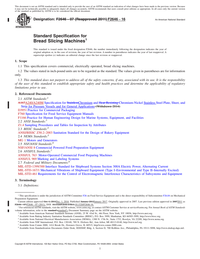 ASTM F2646-16 - Standard Specification for Bread Slicing Machines