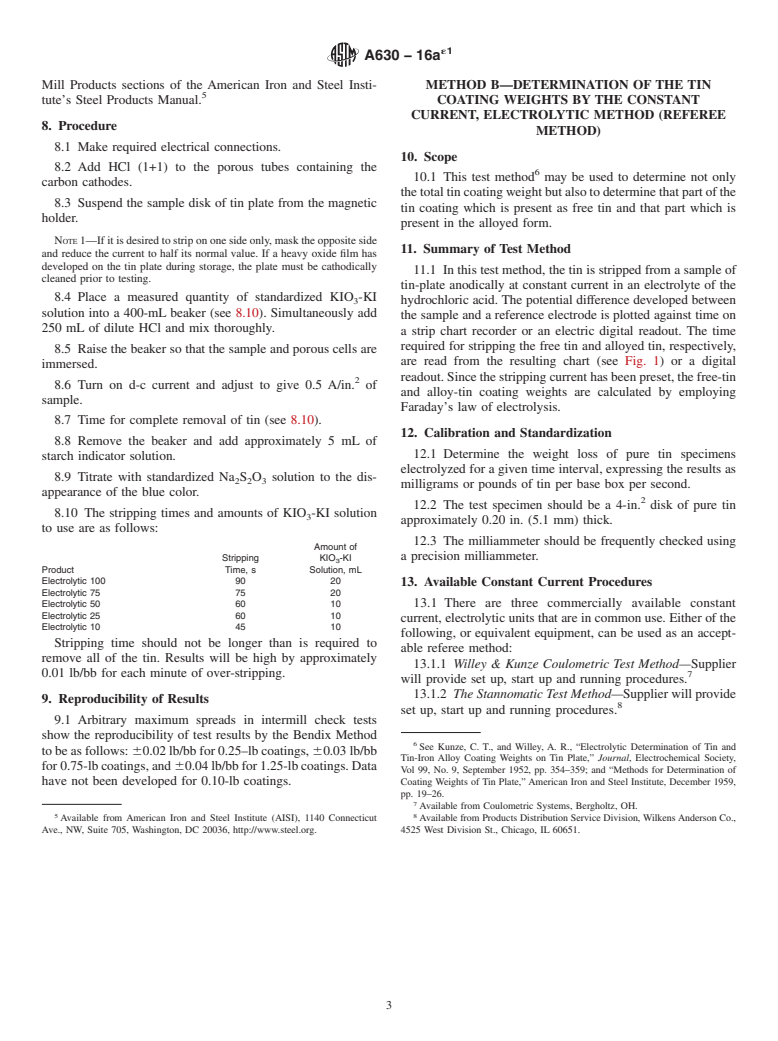 ASTM A630-16ae1 - Standard Test Methods for  Determination of Tin Coating Weights for Electrolytic Tin Plate