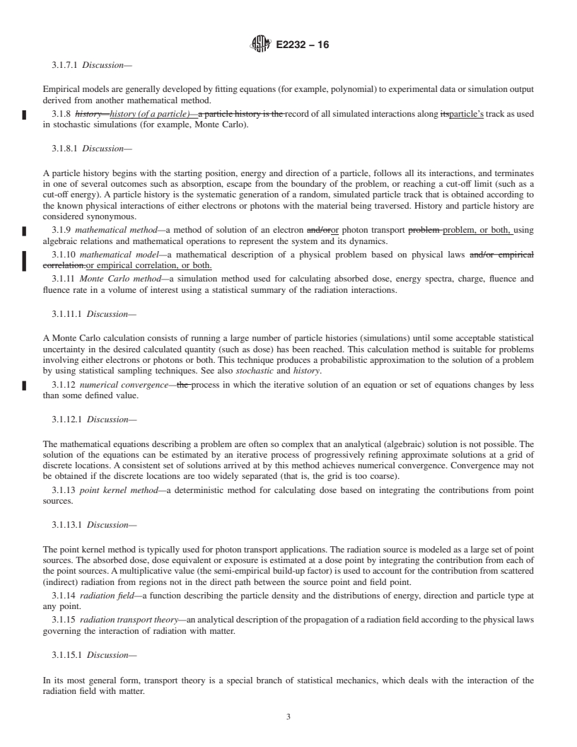 REDLINE ASTM E2232-16 - Standard Guide for  Selection and Use of Mathematical Methods for Calculating Absorbed  Dose in Radiation Processing Applications