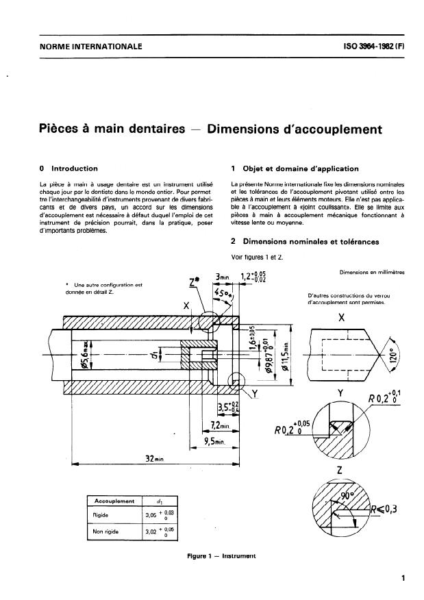 ISO 3964:1982 - Pieces a main dentaires -- Dimensions d'accouplement