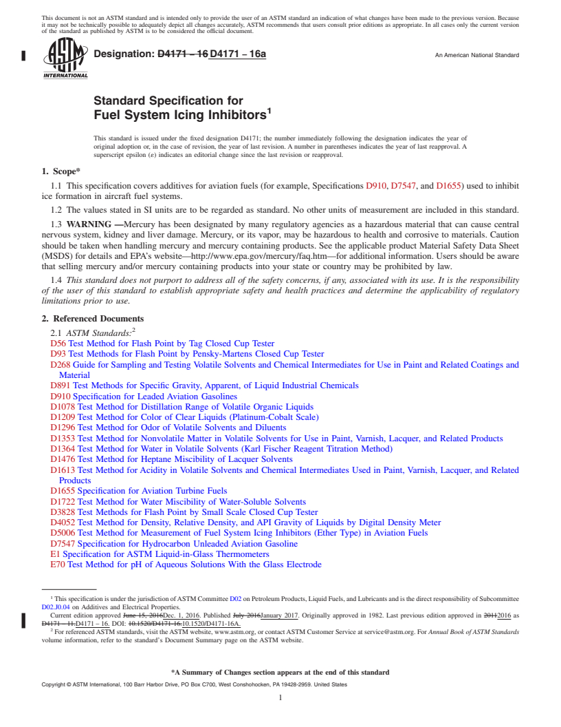 REDLINE ASTM D4171-16a - Standard Specification for  Fuel System Icing Inhibitors