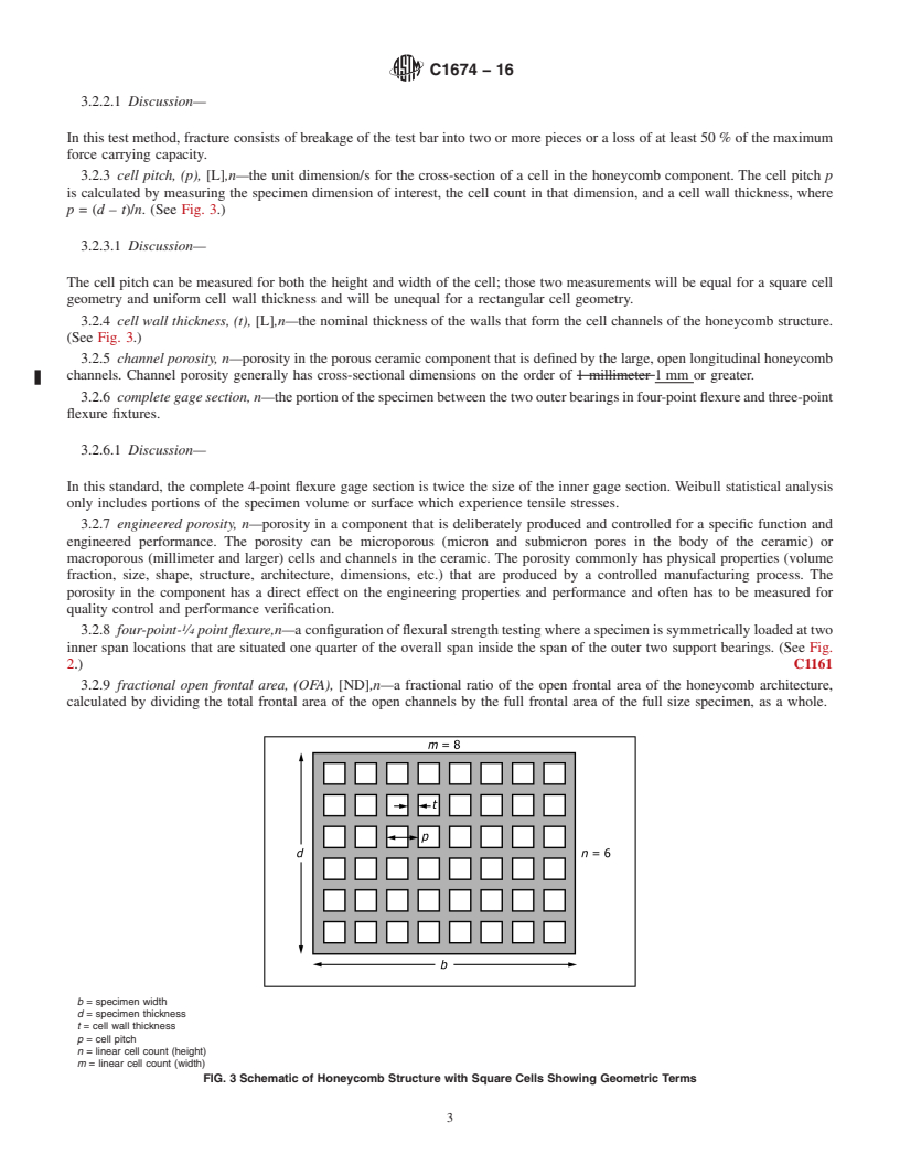 REDLINE ASTM C1674-16 - Standard Test Method for Flexural Strength of Advanced Ceramics with Engineered Porosity   (Honeycomb Cellular Channels) at Ambient Temperatures