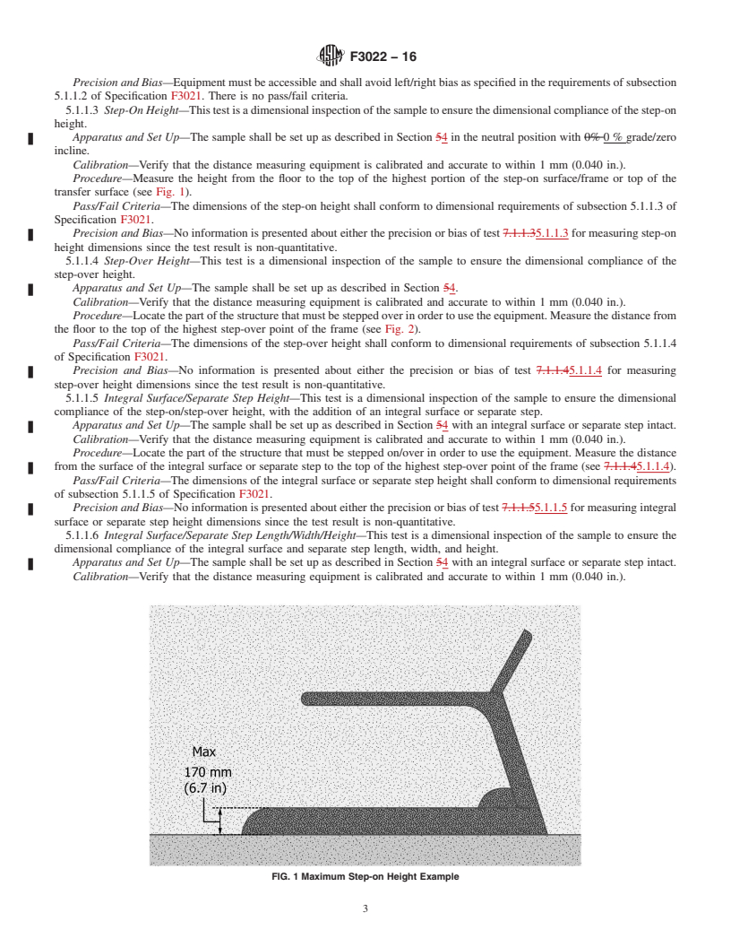 REDLINE ASTM F3022-16 - Standard Test Method for Evaluating the Universal Design of Fitness Equipment for Inclusive  Use by Persons with Functional Limitations and Impairments