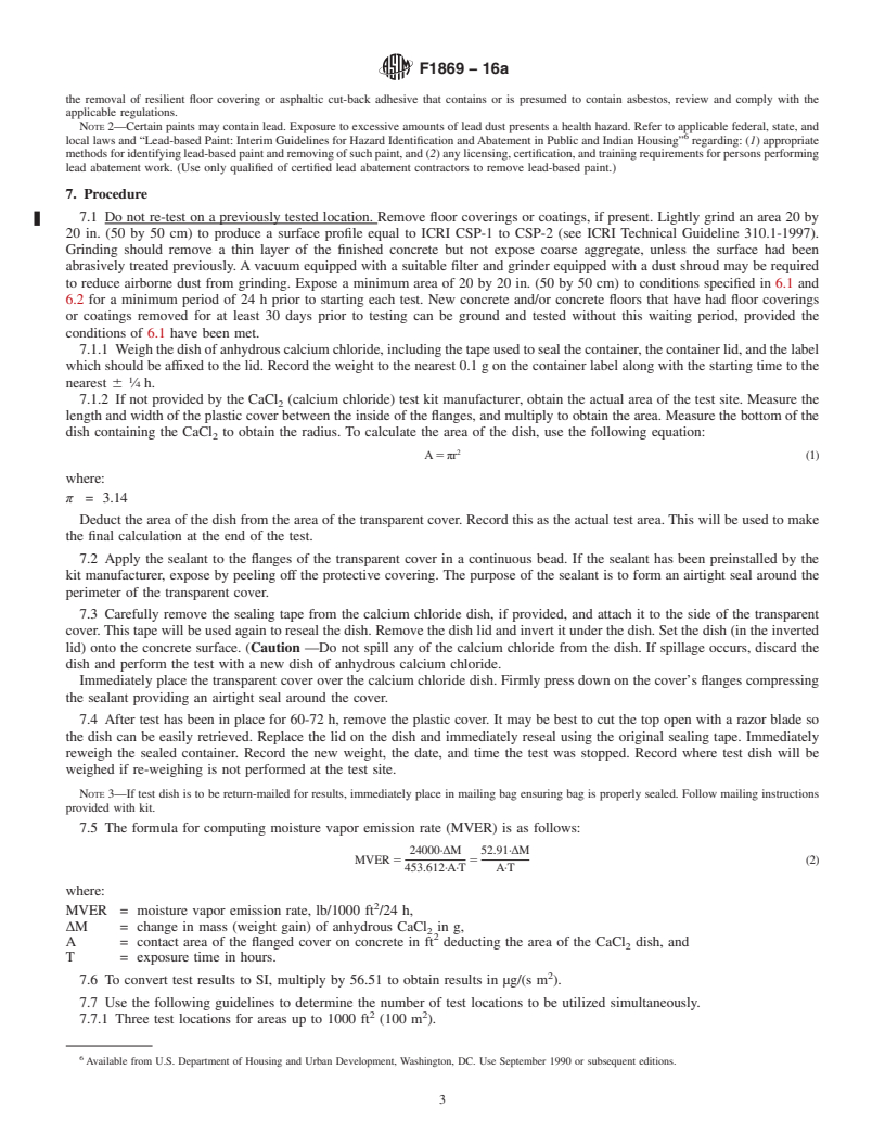 REDLINE ASTM F1869-16a - Standard Test Method for  Measuring Moisture Vapor Emission Rate of Concrete Subfloor  Using Anhydrous Calcium Chloride