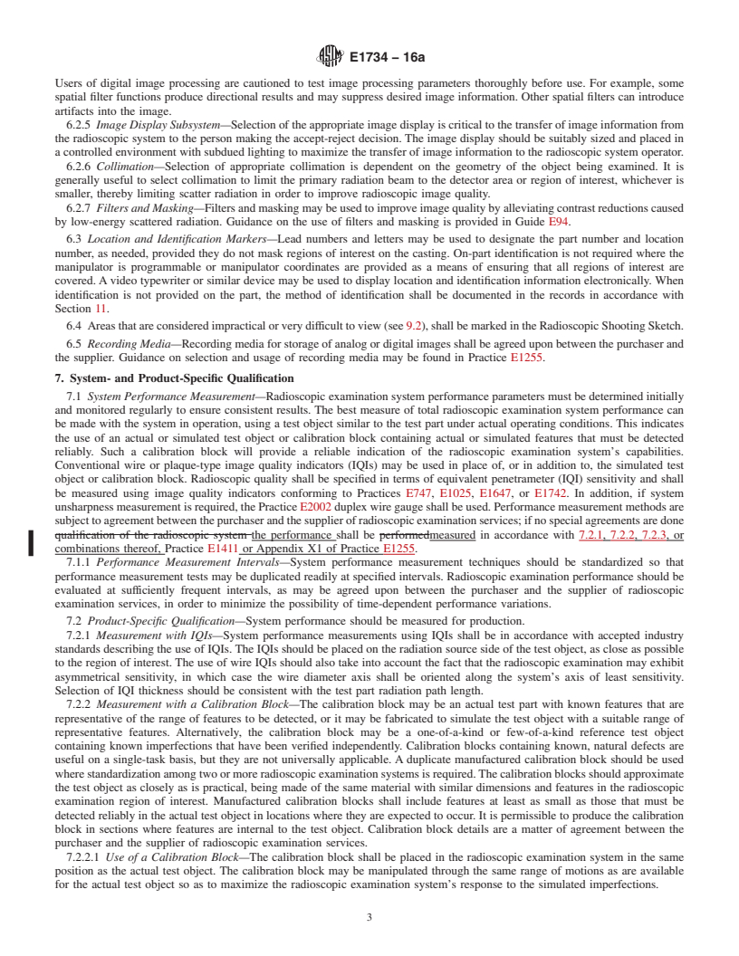 REDLINE ASTM E1734-16a - Standard Practice for  Radioscopic Examination of Castings