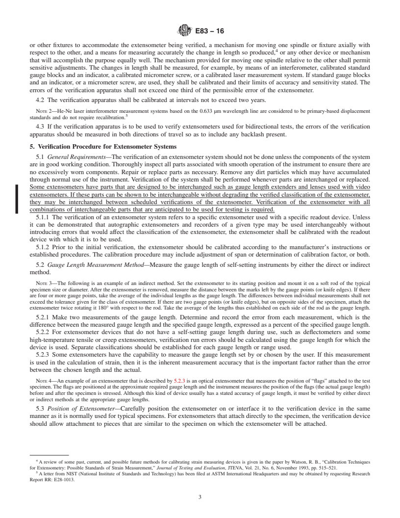 REDLINE ASTM E83-16 - Standard Practice for  Verification and Classification of Extensometer Systems