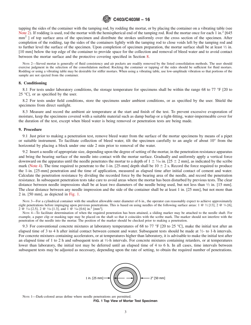 REDLINE ASTM C403/C403M-16 - Standard Test Method for  Time of Setting of Concrete Mixtures by Penetration Resistance