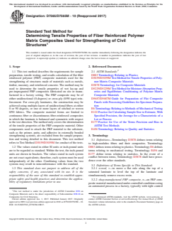 ASTM D7565/D7565M-10(2017) ASTM D7565/D7565M-10(2017) - Standard Test Method for Determining Tensile Properties of Fiber Reinforced Polymer Matrix Composites Used for Strengthening of Civil Structures - Page 1 preview