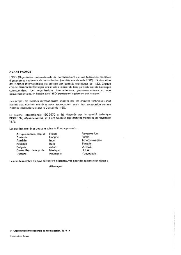 ISO 3970:1977 ISO 3970:1977 - Éléments standard pour la construction des machines-outils -- Montants a glissiere incorporée -- Montage au sol - Page 2 preview