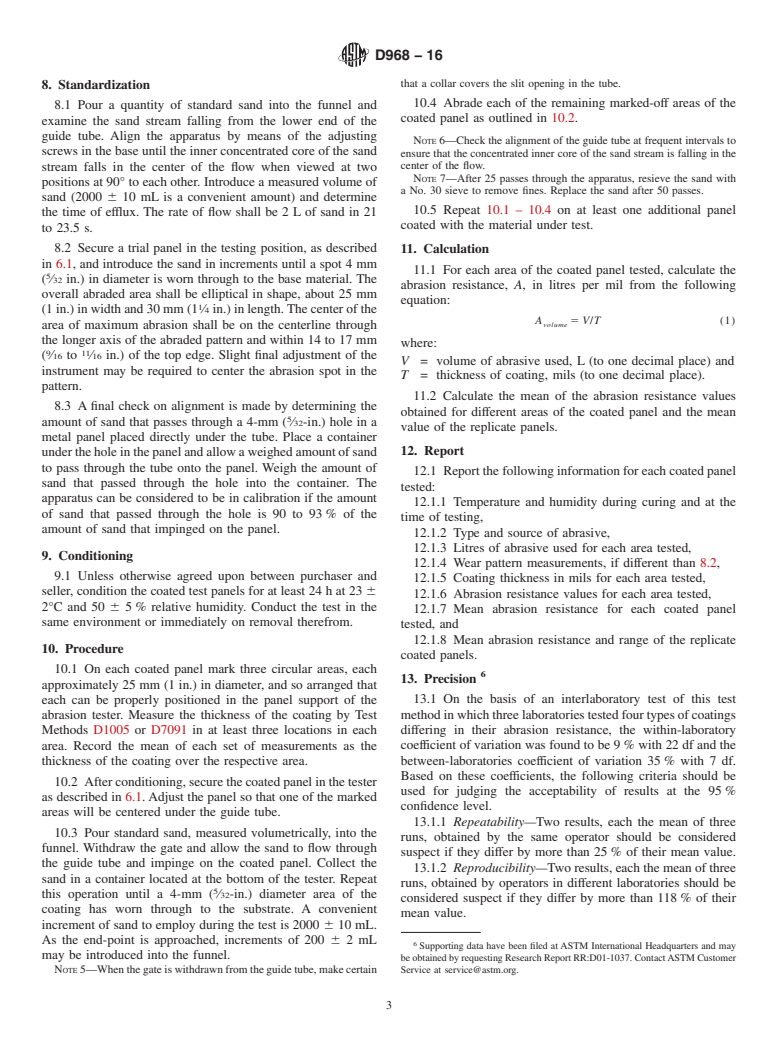 ASTM D968-16 - Standard Test Methods for Abrasion Resistance of Organic Coatings by Falling Abrasive