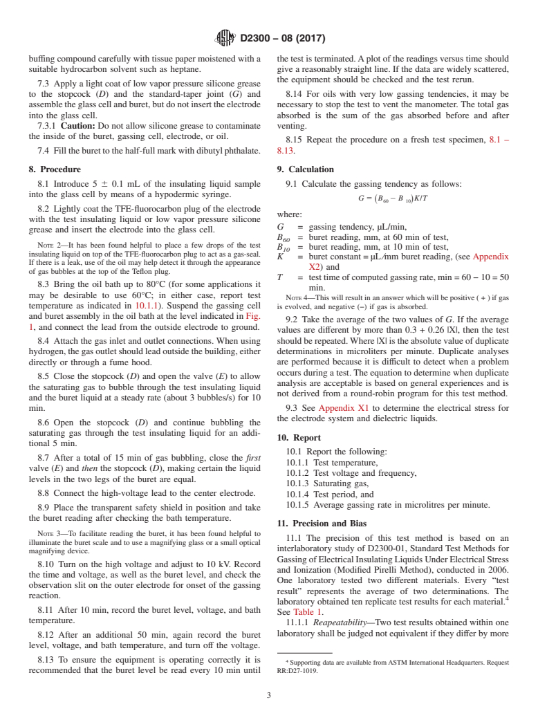 ASTM D2300-08(2017) - Standard Test Method for  Gassing of Electrical Insulating Liquids Under Electrical Stress  and Ionization (Modified Pirelli Method)