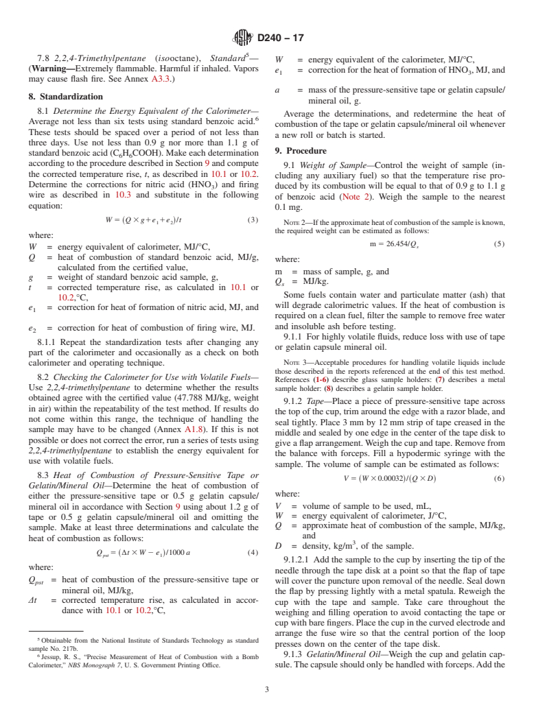 ASTM D240-17 - Standard Test Method for  Heat of Combustion of Liquid Hydrocarbon Fuels by Bomb Calorimeter