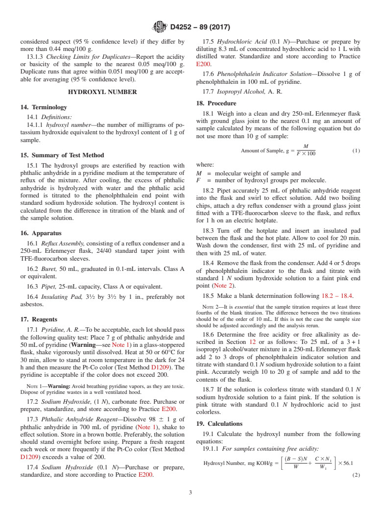 ASTM D4252-89(2017) - Standard Test Methods for  Chemical Analysis of Alcohol Ethoxylates and Alkylphenol Ethoxylates