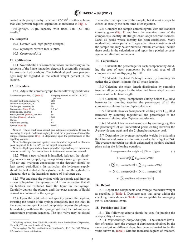 ASTM D4337-89(2017) - Standard Test Methods for  Analysis of Linear Detergent Alkylates