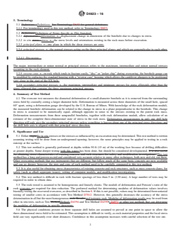 ASTM D4623-16 REDLINE ASTM D4623-16 - Standard Test Method for Determination of In Situ Stress in Rock Mass by Overcoring Method—Three Component Borehole Deformation Gauge - Page 2 preview