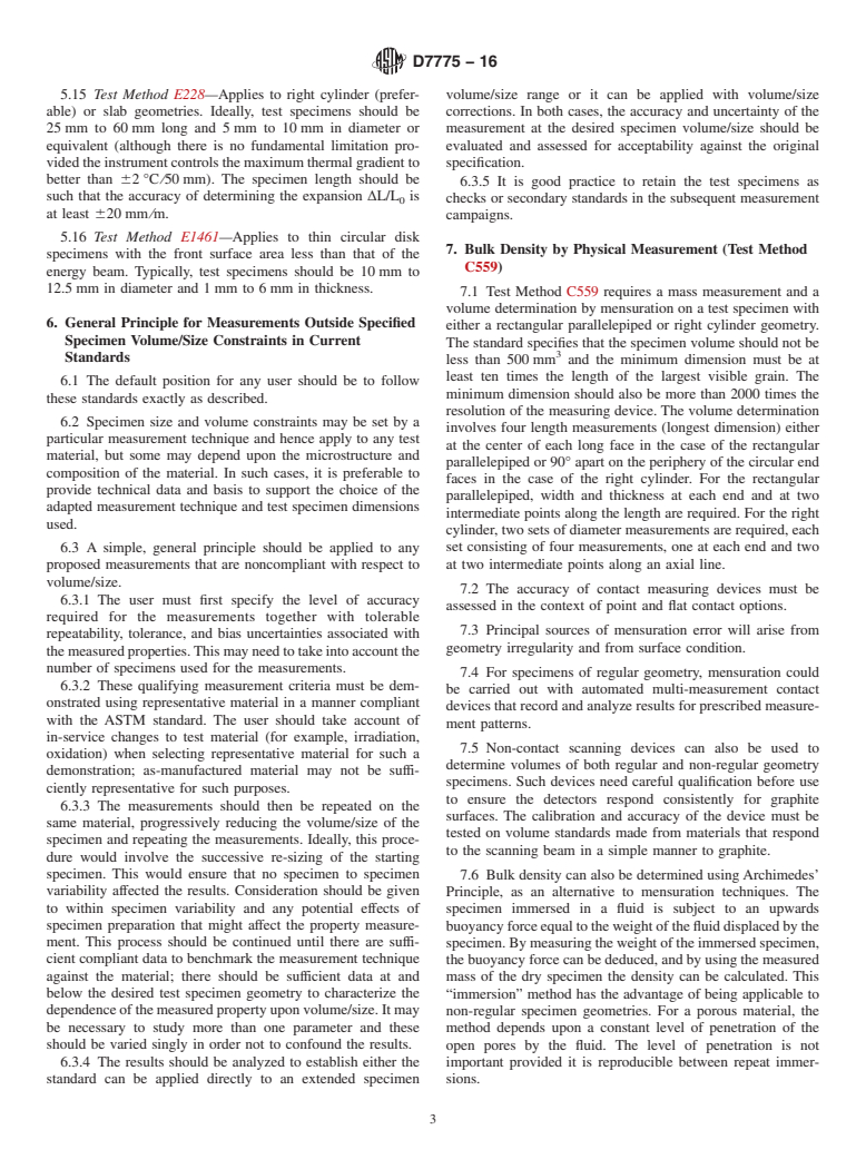 ASTM D7775-16 - Standard Guide for  Measurements on Small Graphite Specimens