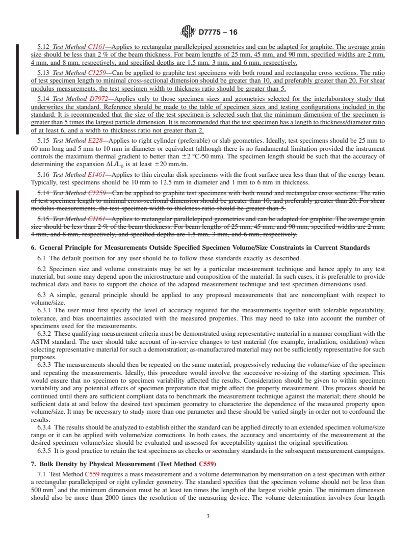 REDLINE ASTM D7775-16 - Standard Guide for  Measurements on Small Graphite Specimens