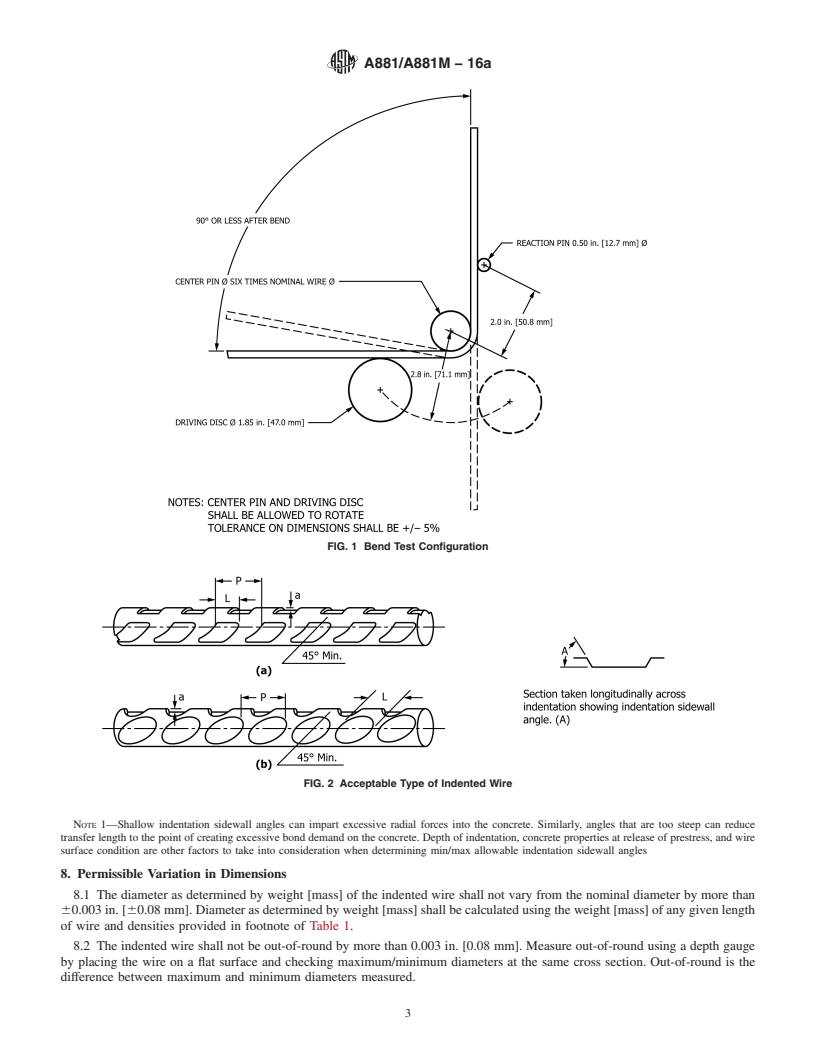 REDLINE ASTM A881/A881M-16a - Standard Specification for  Steel Wire, Indented, Low-Relaxation for Prestressed Concrete