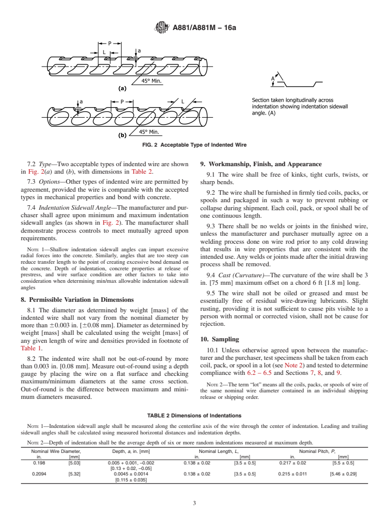 ASTM A881/A881M-16a - Standard Specification for  Steel Wire, Indented, Low-Relaxation for Prestressed Concrete