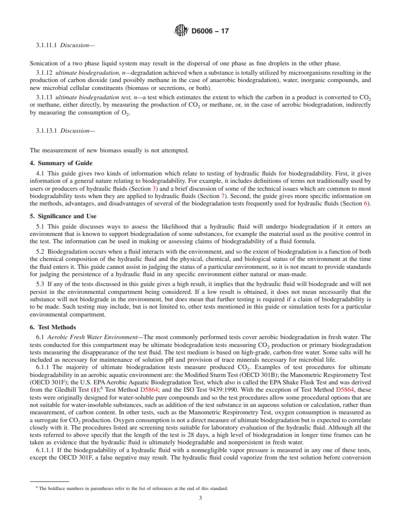 REDLINE ASTM D6006-17 - Standard Guide for  Assessing Biodegradability of Hydraulic Fluids