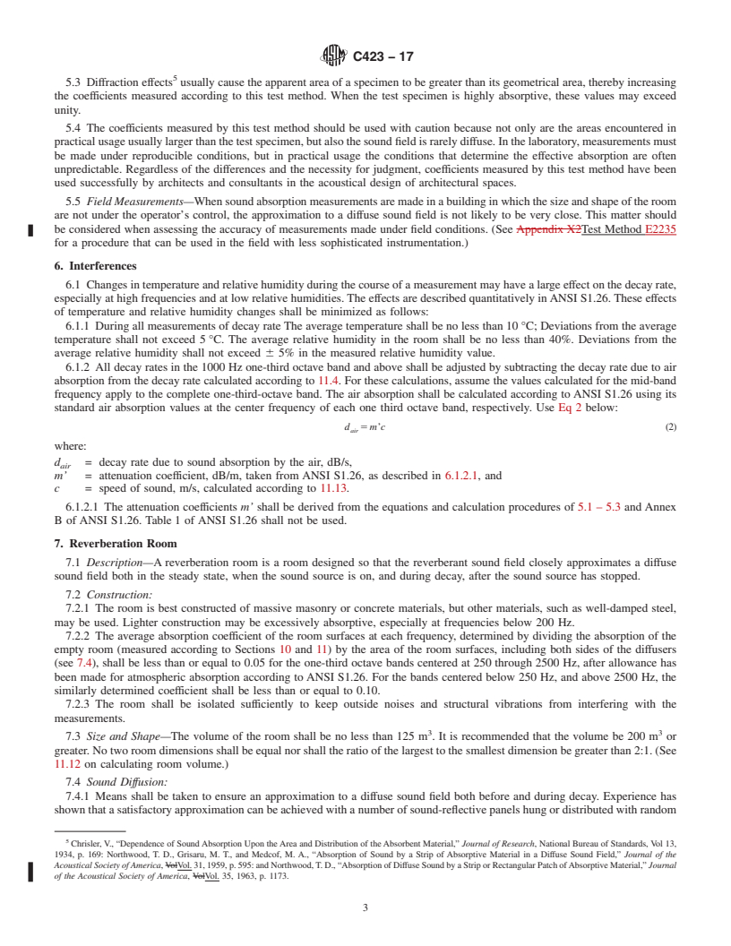 REDLINE ASTM C423-17 - Standard Test Method for Sound Absorption and Sound Absorption Coefficients by the Reverberation  Room Method